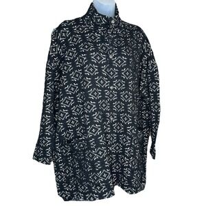 Vintage Warehouse Women Jacket Black Beige Soft Textured Geometric Jacquard Knit